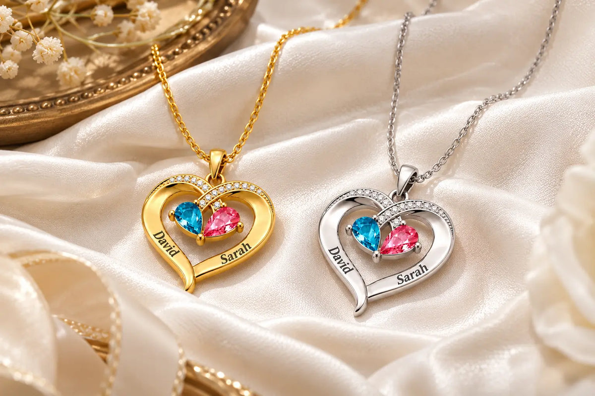 To My Wife – Birthstone Heart Necklace
