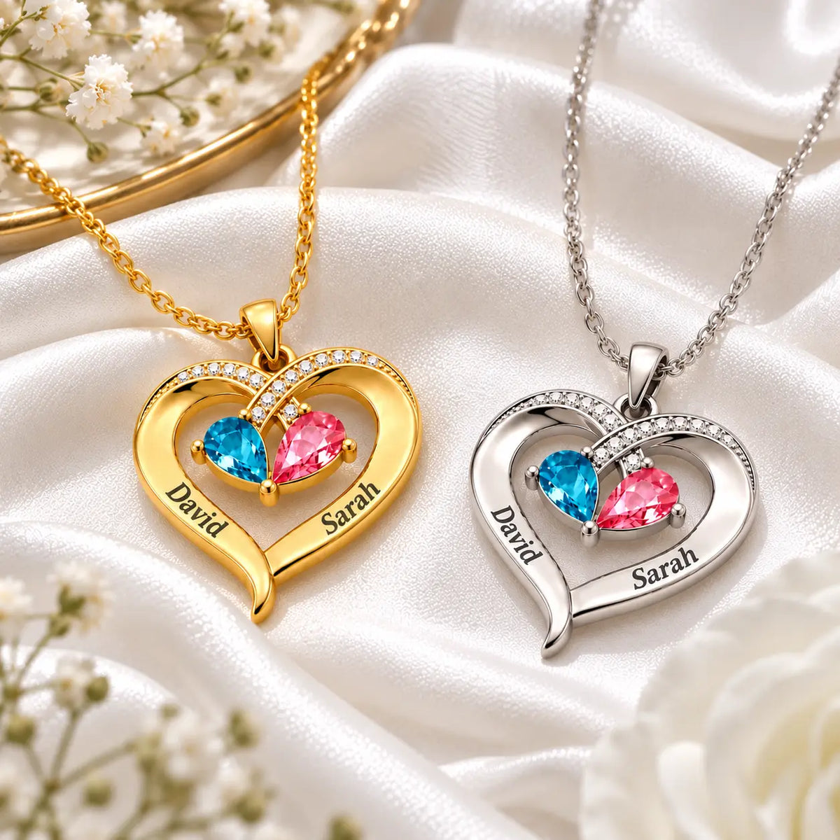 To My Wife – Birthstone Heart Necklace
