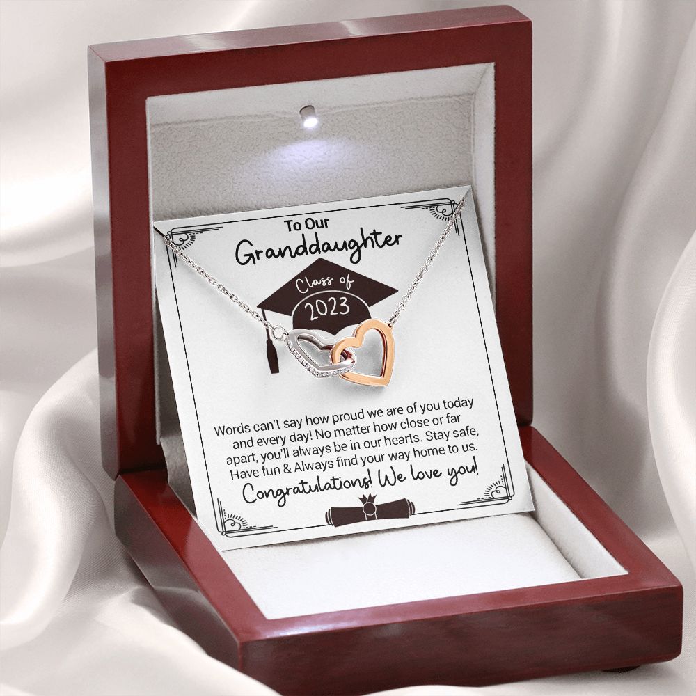 To Our Granddaughter - Graduation Interlocking Hearts Necklace