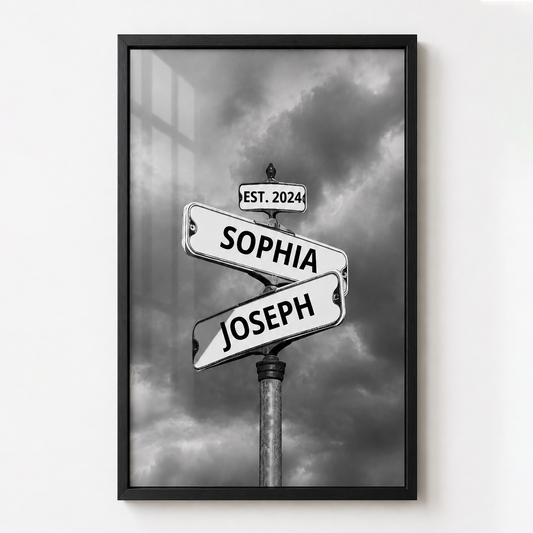 Personalized Poster Vintage Street Sign For Couples