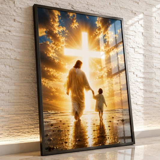 Walking Boy Sunset Personalized Poster