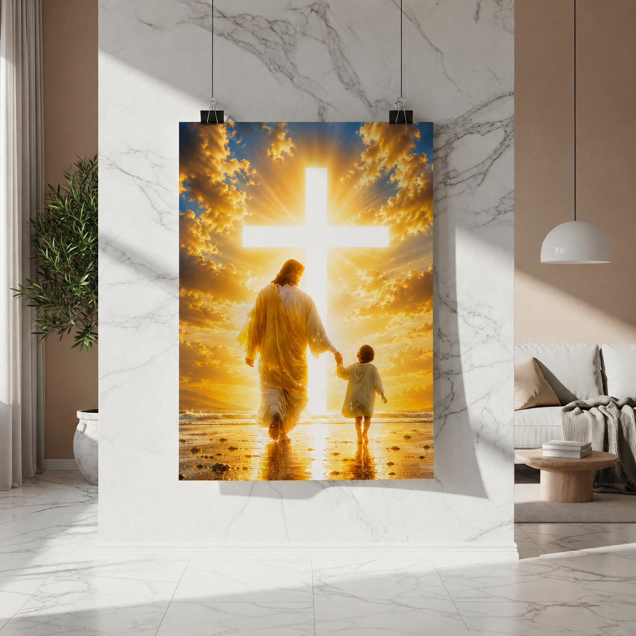 Walking Boy Sunset Personalized Poster