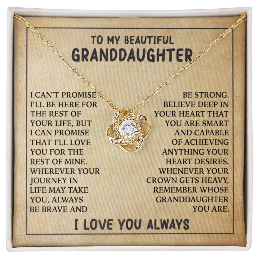 Granddaughter - Always Be Brave And Be Strong - Love Knot Necklace