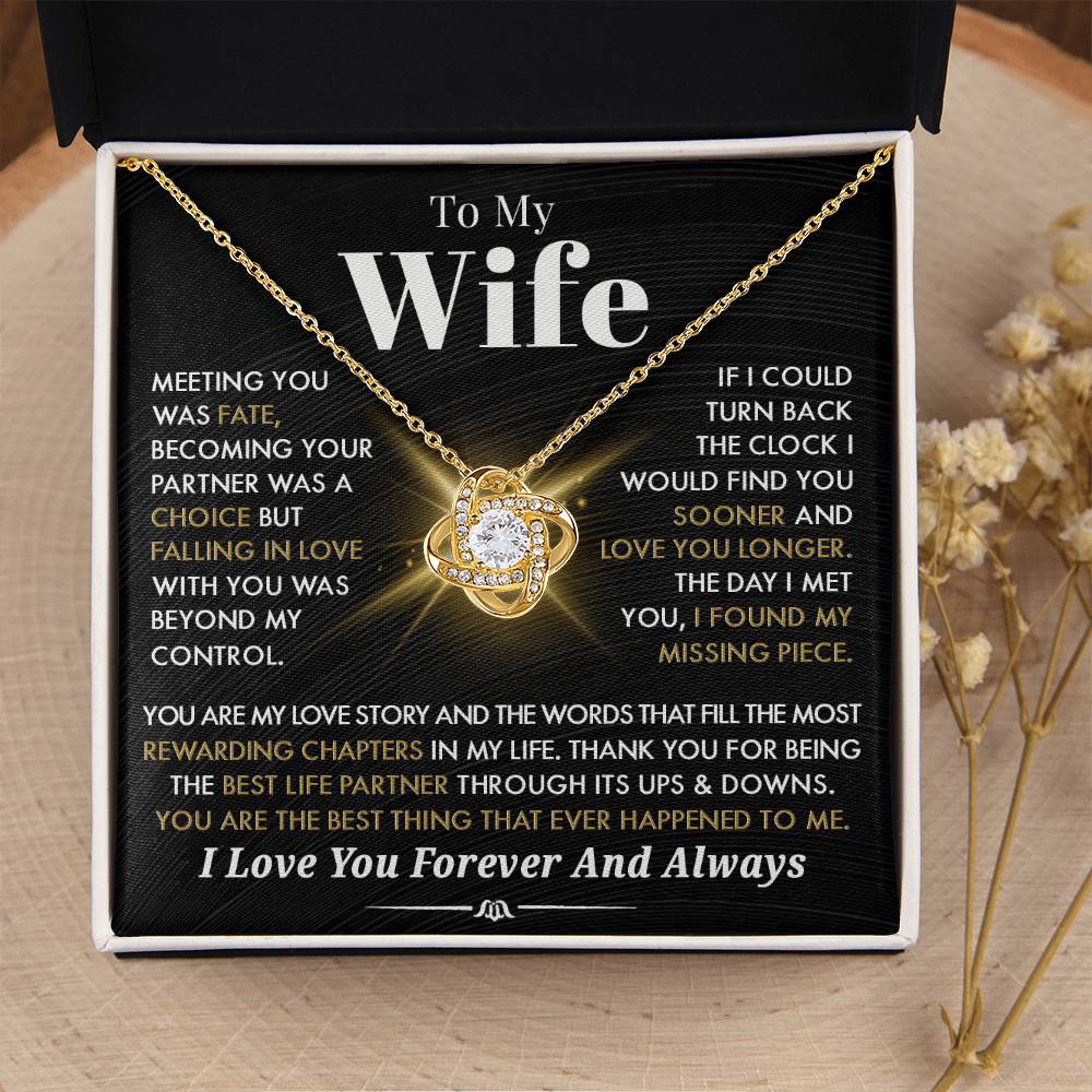 Gift For Wife 'You Are My Love Story" Love Knot Necklace