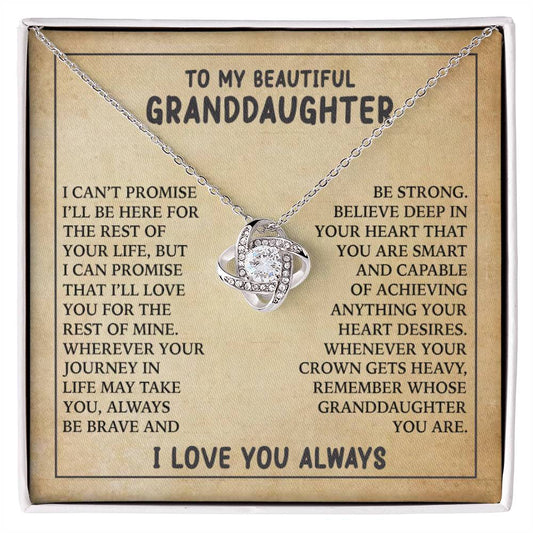 Granddaughter - Always Be Brave And Be Strong - Love Knot Necklace