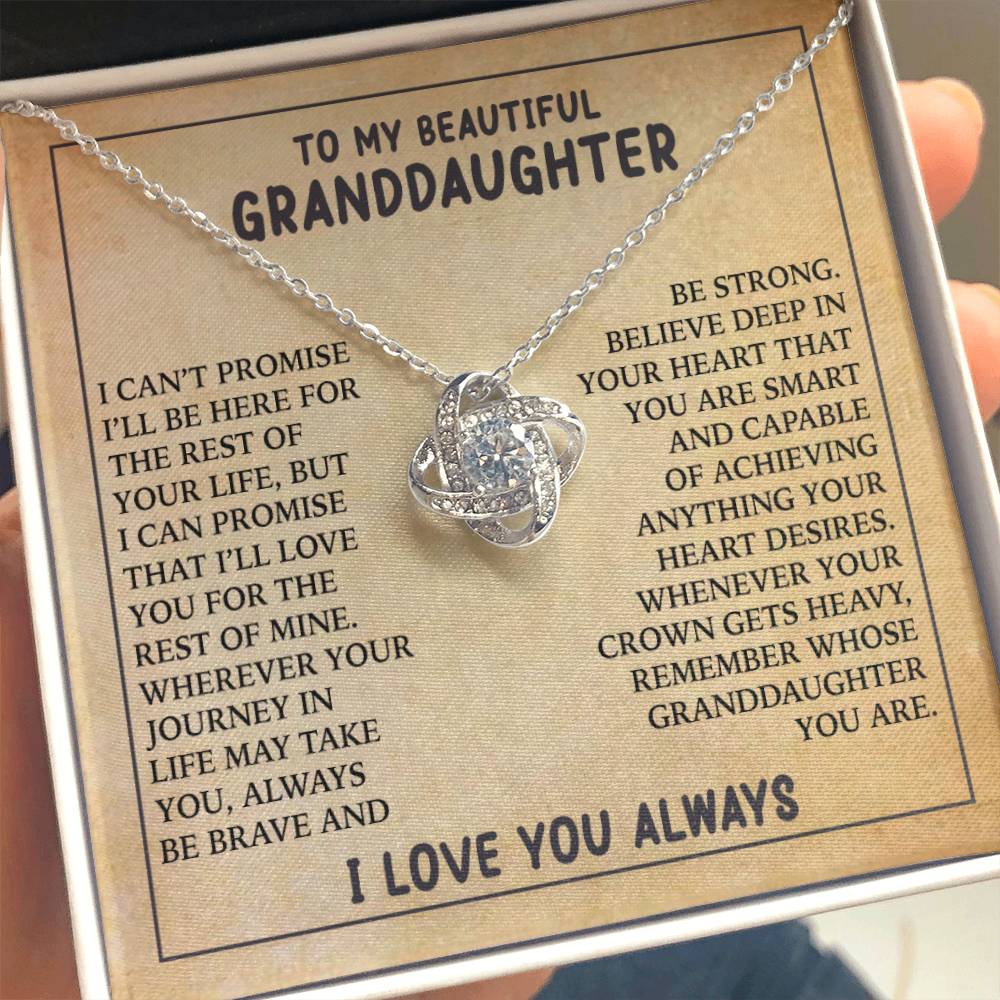 Granddaughter - Always Be Brave And Be Strong - Love Knot Necklace