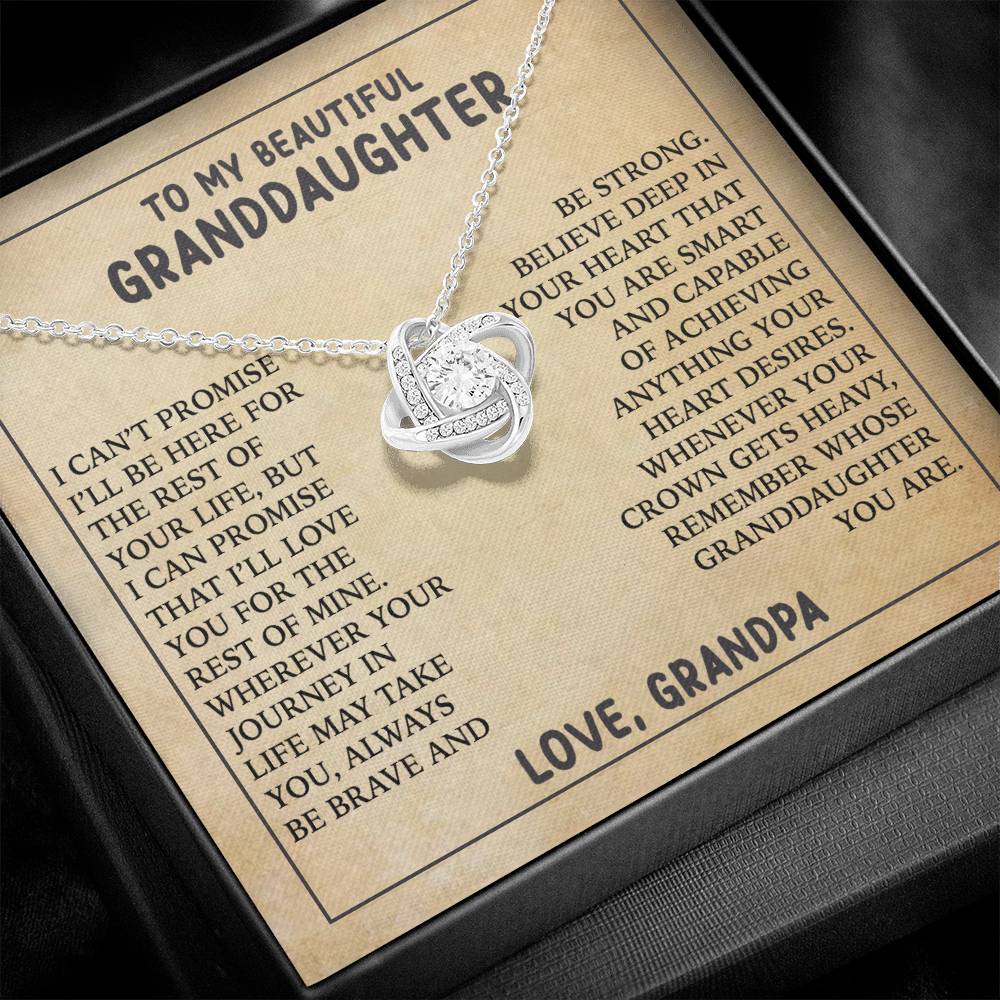 To My Beautiful Granddaughter - Always Be Brave And Be Strong - Love Knot Necklace