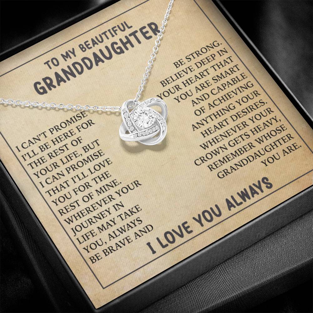 Granddaughter - Always Be Brave And Be Strong - Love Knot Necklace