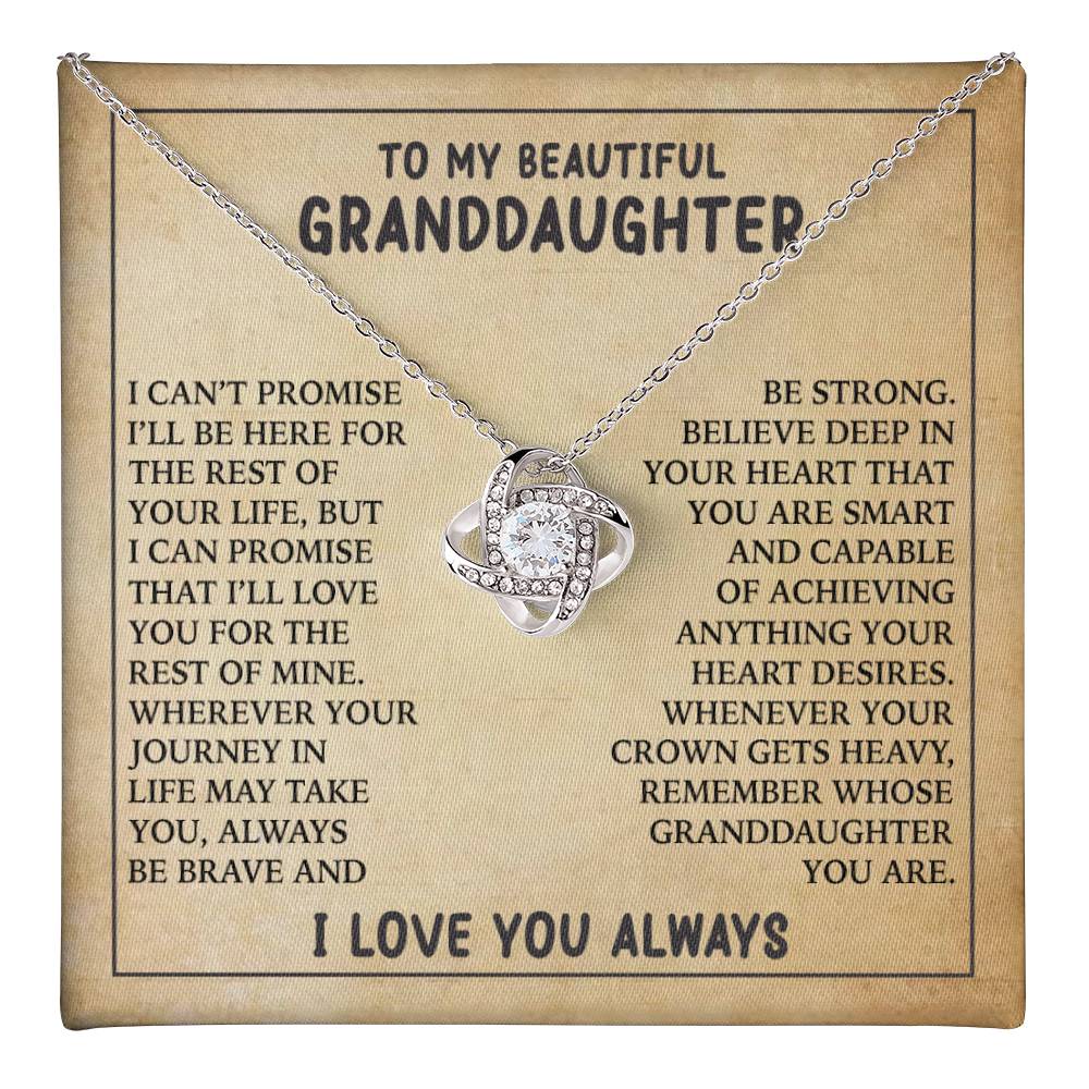 Granddaughter - Always Be Brave And Be Strong - Love Knot Necklace