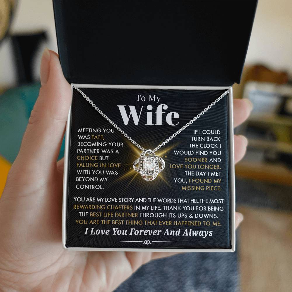 Gift For Wife 'You Are My Love Story" Love Knot Necklace