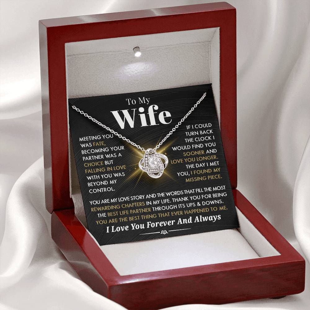 Gift For Wife 'You Are My Love Story" Love Knot Necklace