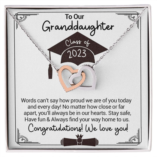 To Our Granddaughter - Graduation Interlocking Hearts Necklace