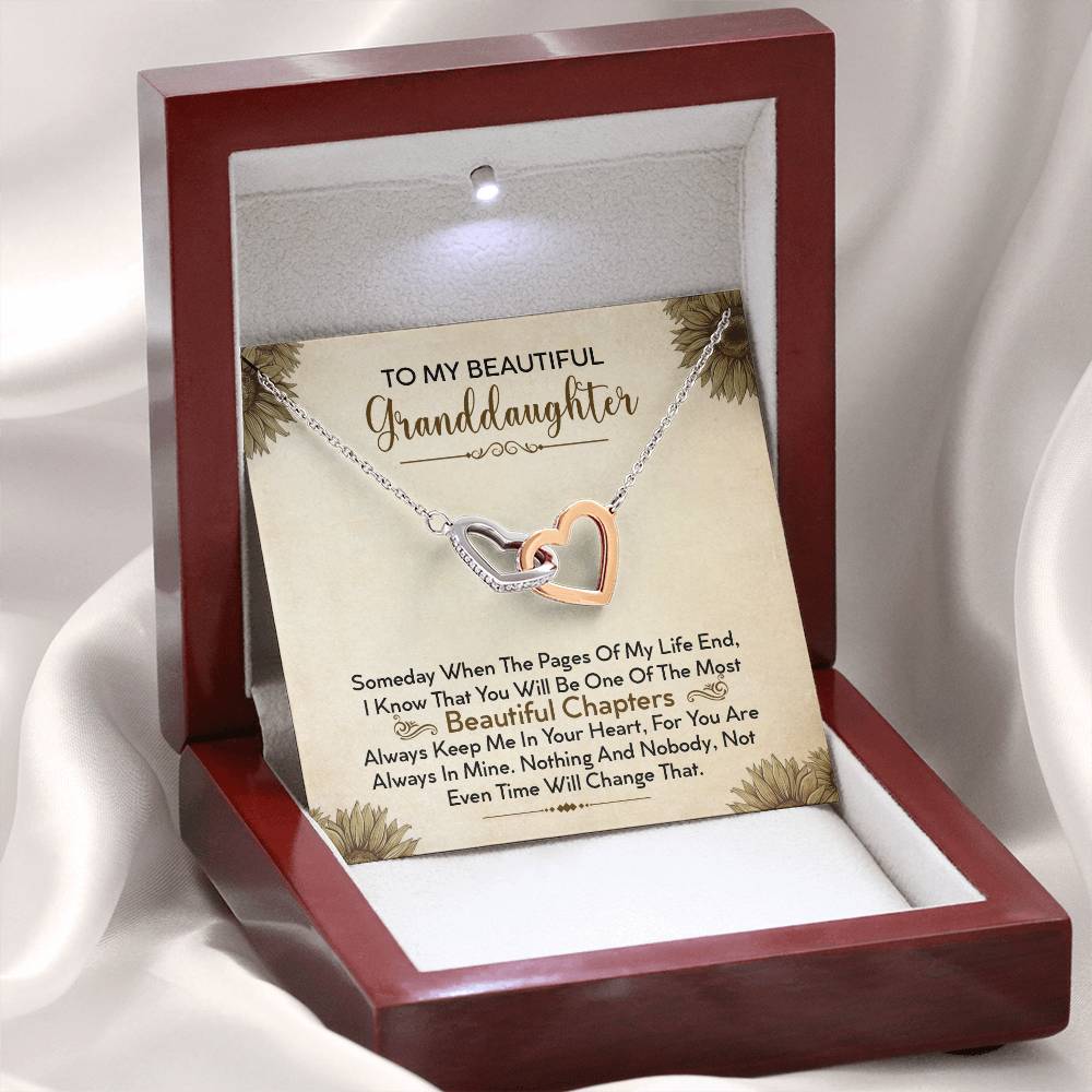 To My Beautiful Granddaughter - Always Keep Me In Your Heart - Interlocking Hearts Necklace