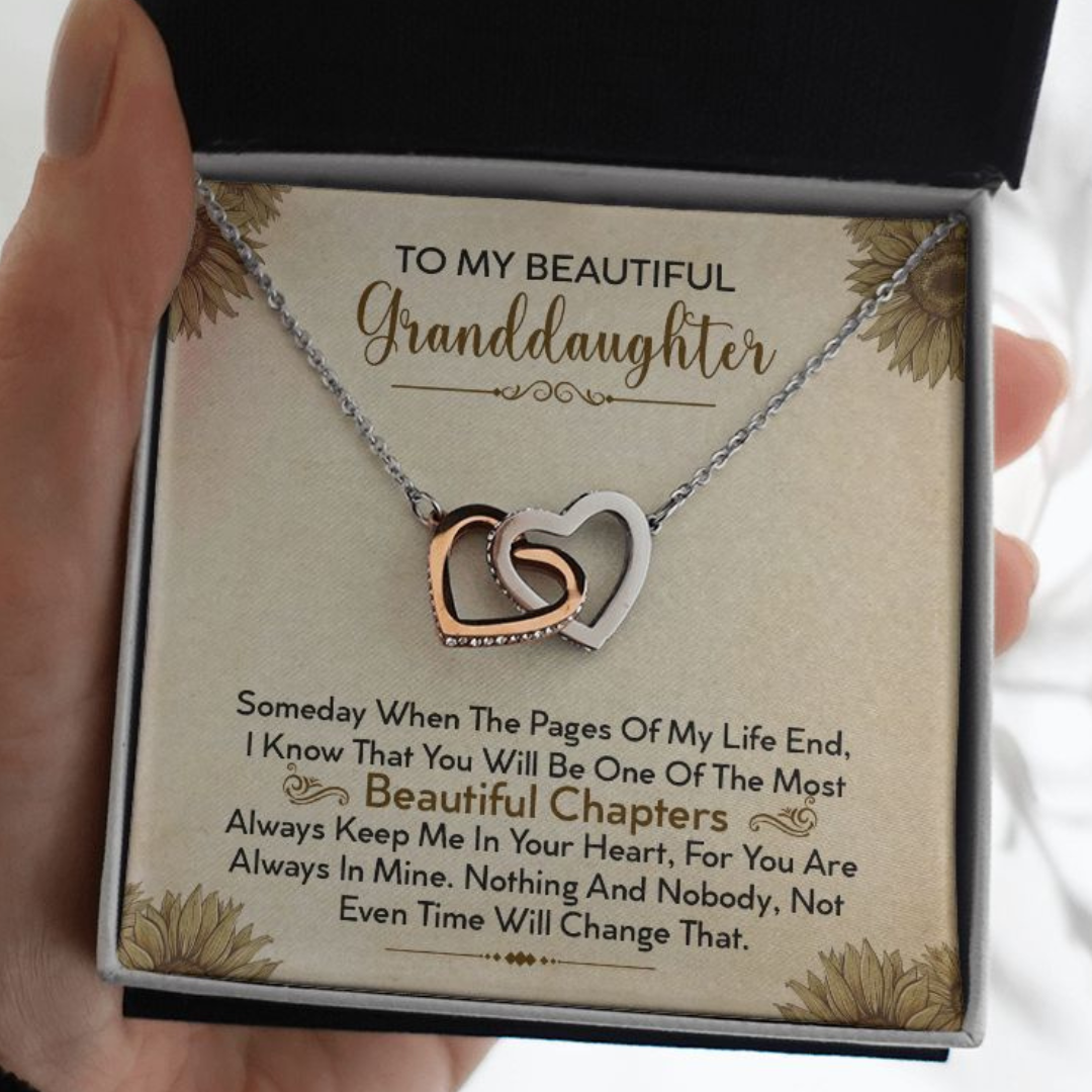 To My Beautiful Granddaughter - Always Keep Me In Your Heart - Interlocking Hearts Necklace