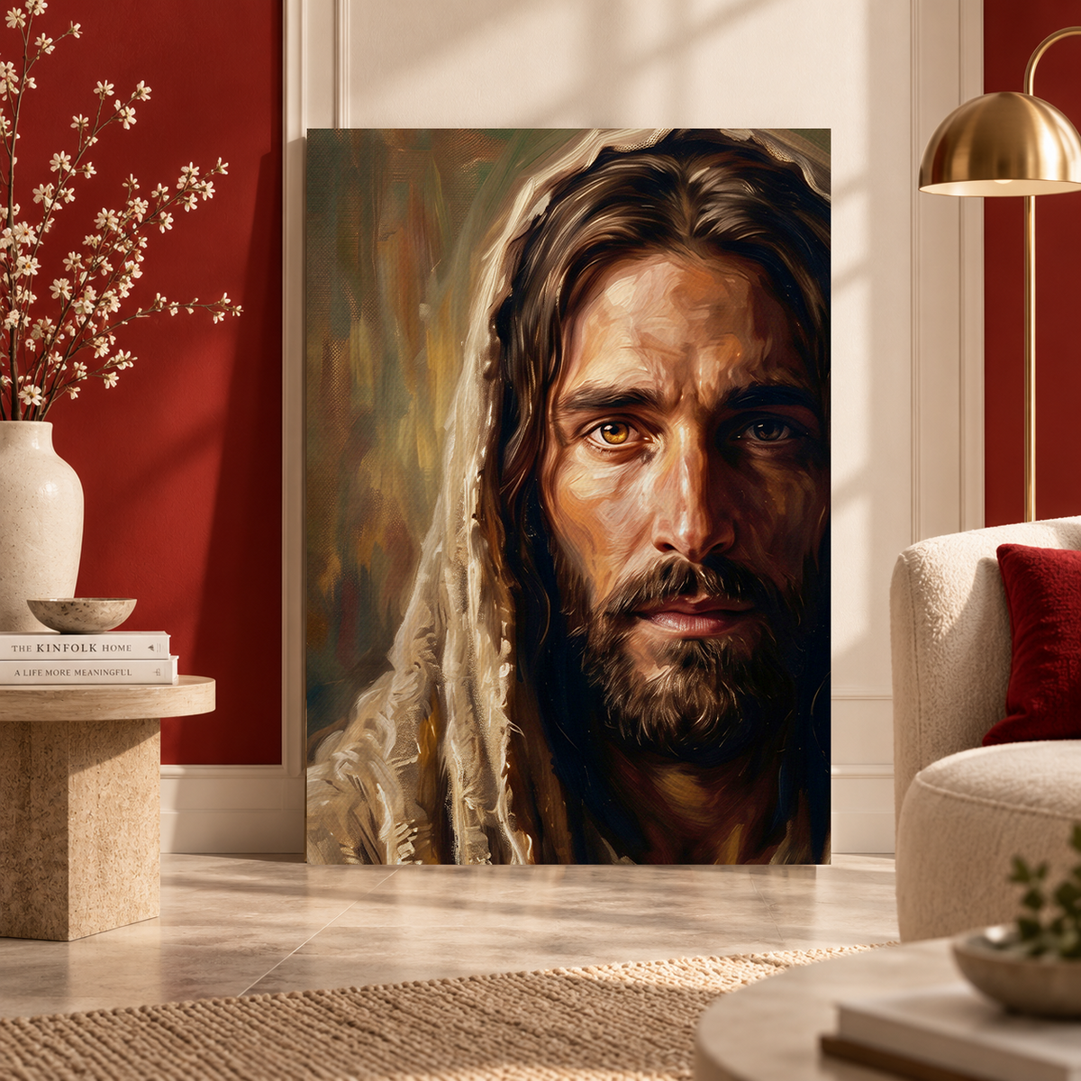 Face of Jesus Canvas Wall Art – Christian Religious Home Decor