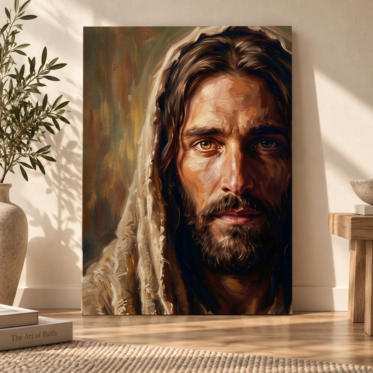 Face of Jesus Canvas Wall Art – Christian Religious Home Decor