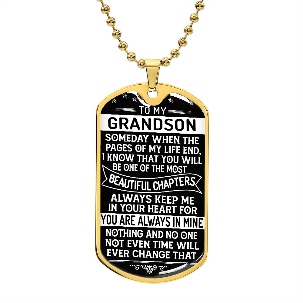 To My Grandson Dog Tag Necklace God Bless Grandparents