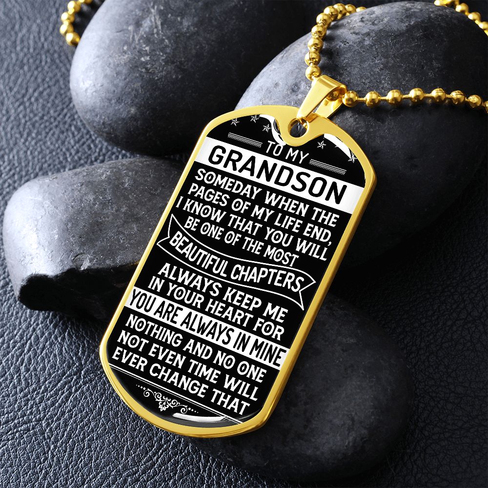 To My Grandson - Dog Tag Necklace