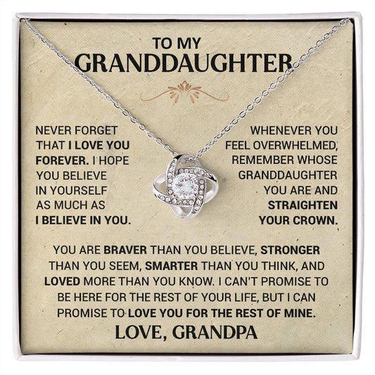 To My Beautiful Granddaughter - This Old Lion Will Always Have Your Back - Love Knot Necklace