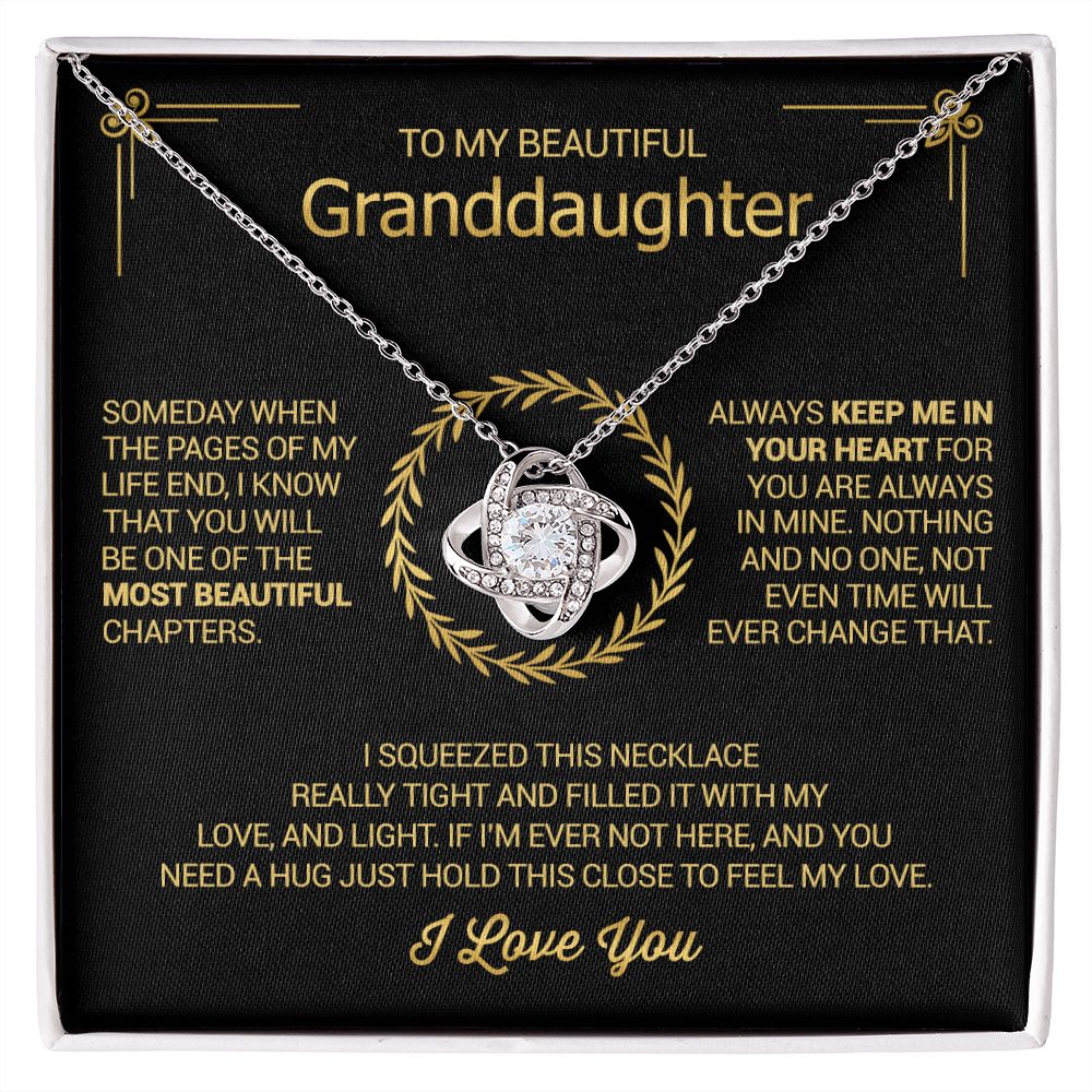 To My Beautiful Granddaughter - Always Keep Me In Your Heart - Love Knot Necklace