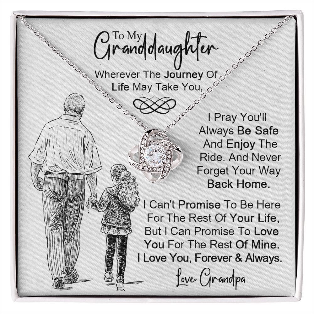 To My Granddaughter - Never Forget Your Way back Home - Love Knot Necklace