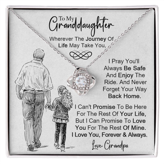 To My Granddaughter - Never Forget Your Way back Home - Love Knot Necklace
