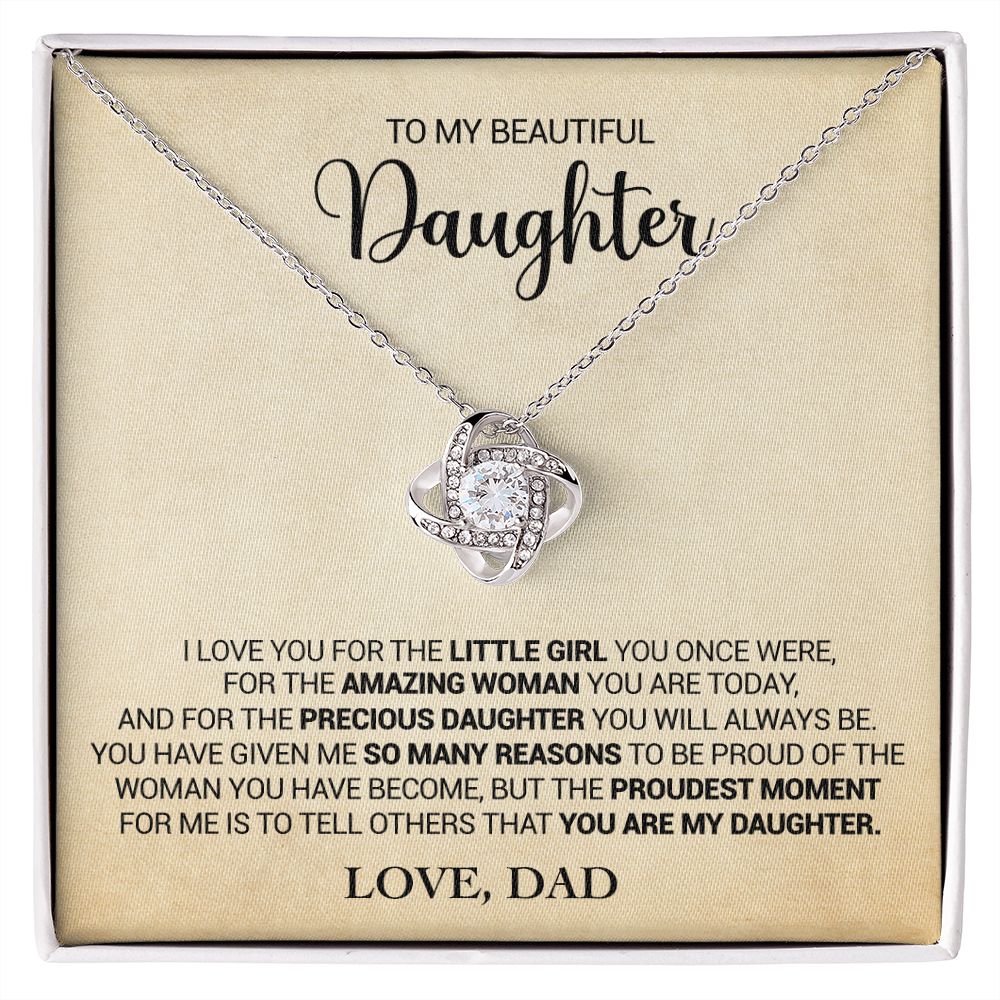 To My Daughter - Proud That You Are My Daughter - Love Dad - Love Knot Necklace