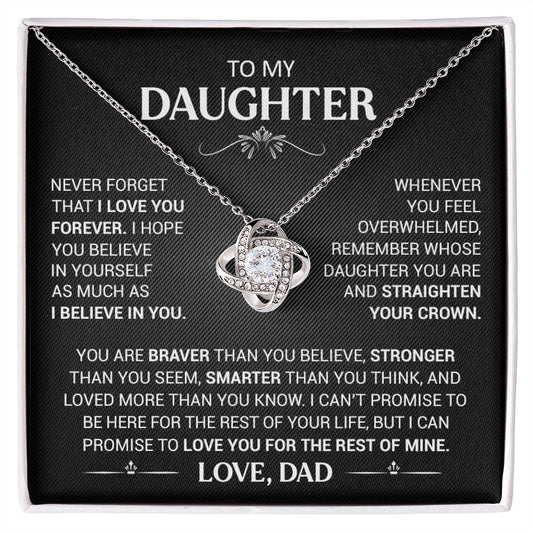 To My Beautiful Daughter - This Old Lion Will Always Have Your Back - Love Knot Necklace