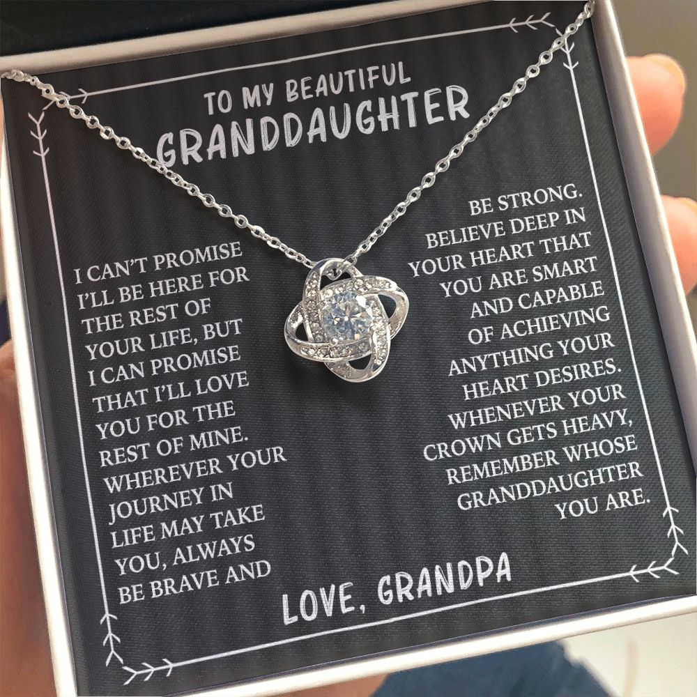 To My Beautiful Granddaughter - Always Be Brave And Be Strong - Love Knot Necklace