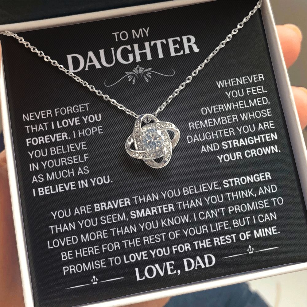 To My Beautiful Daughter - This Old Lion Will Always Have Your Back - Love Knot Necklace