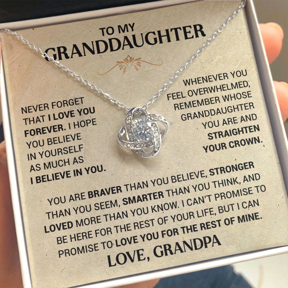 To My Beautiful Granddaughter - This Old Lion Will Always Have Your Back - Love Knot Necklace