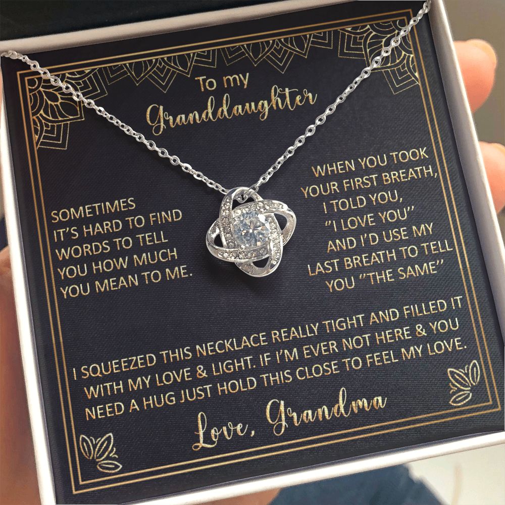 To My Granddaughter - Sometimes It's Hard To Find Words - Love Knot Necklace
