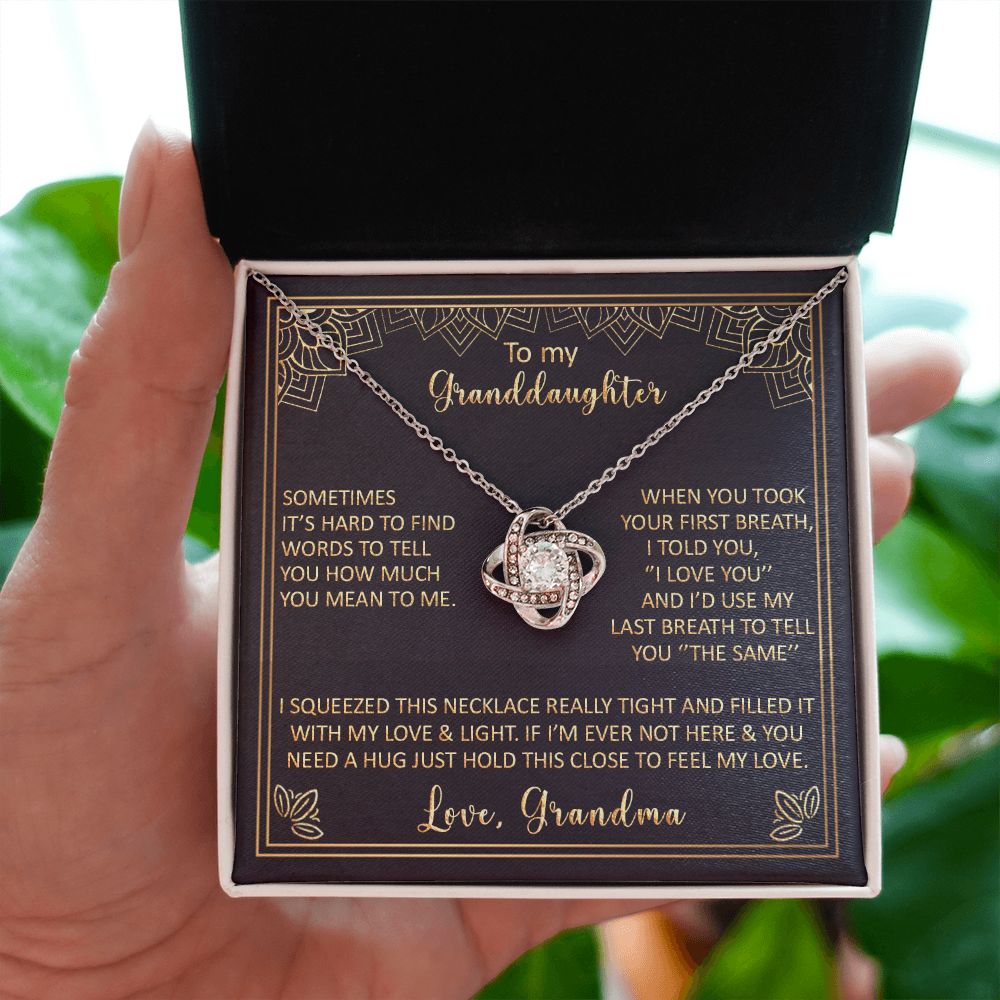 To My Granddaughter - Sometimes It's Hard To Find Words - Love Knot Necklace