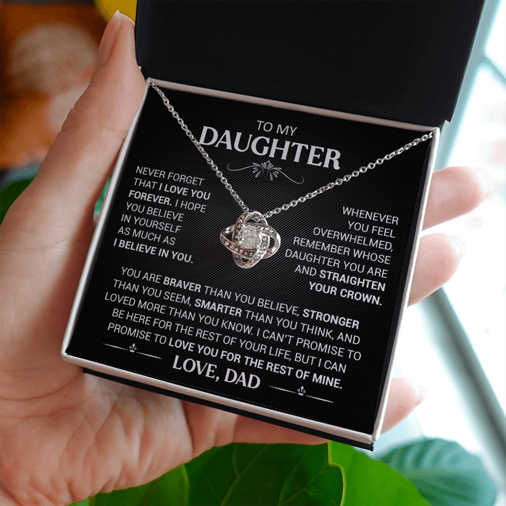 To My Beautiful Daughter - This Old Lion Will Always Have Your Back - Love Knot Necklace