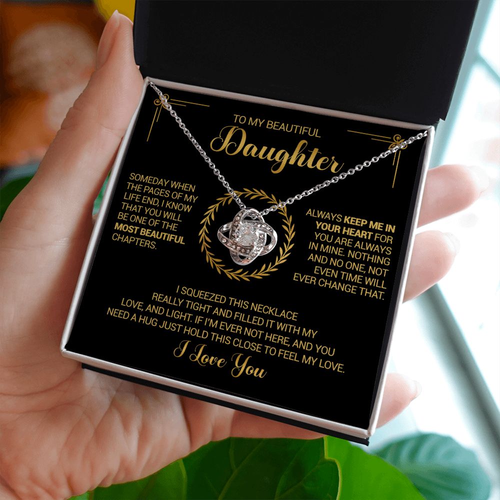 To My Beautiful Daughter - Always Keep Me In Your Heart - Love Knot Necklace