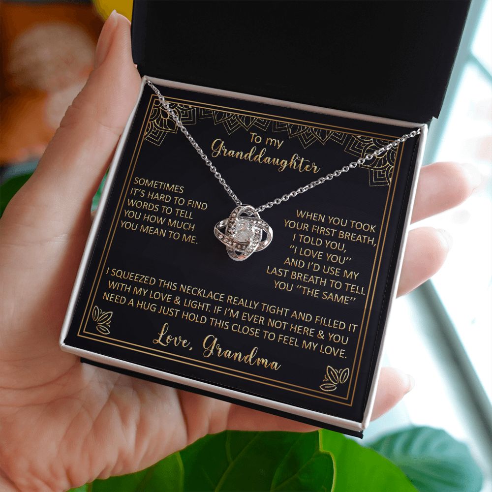 To My Granddaughter - Sometimes It's Hard To Find Words - Love Knot Necklace