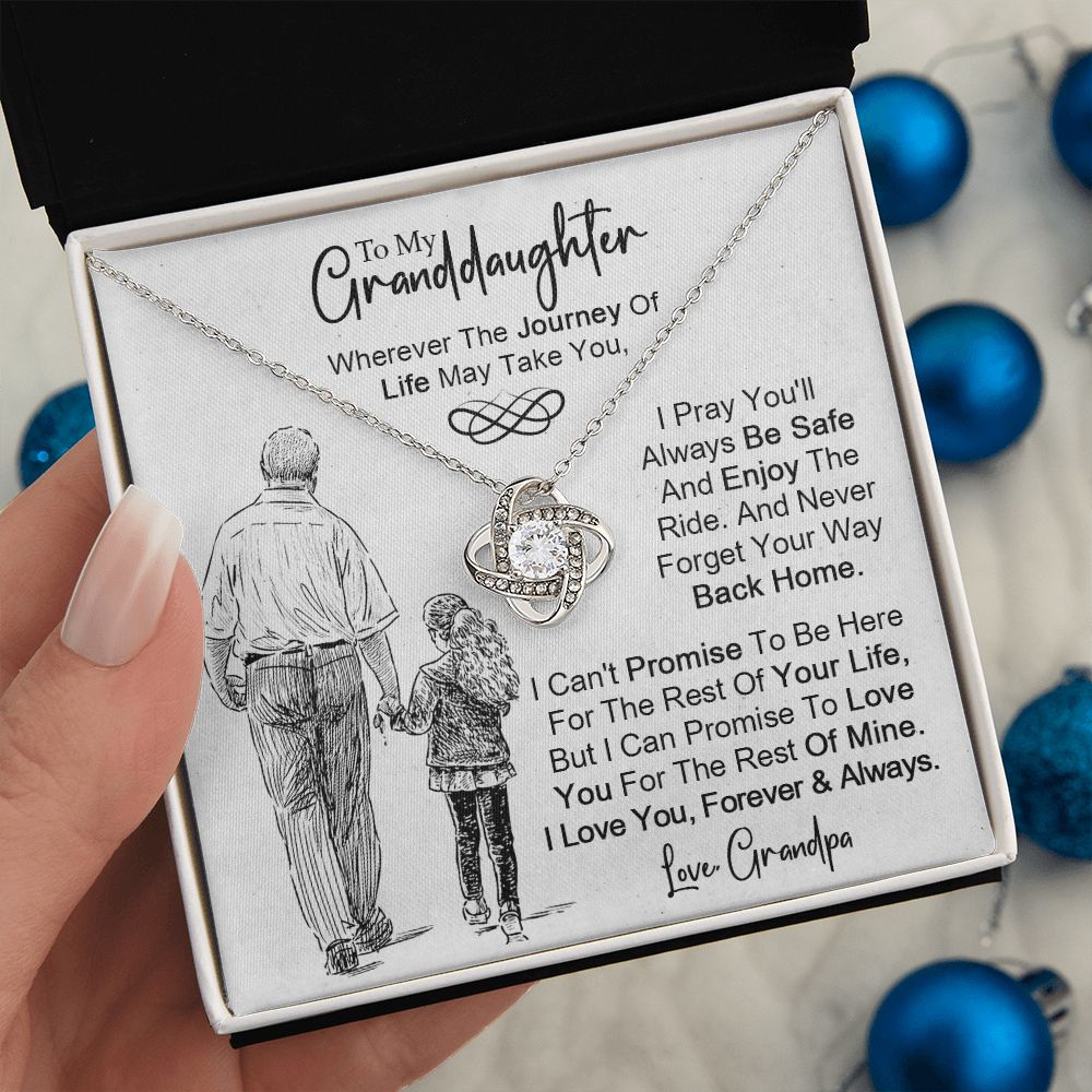 To My Granddaughter - Never Forget Your Way back Home - Love Knot Necklace