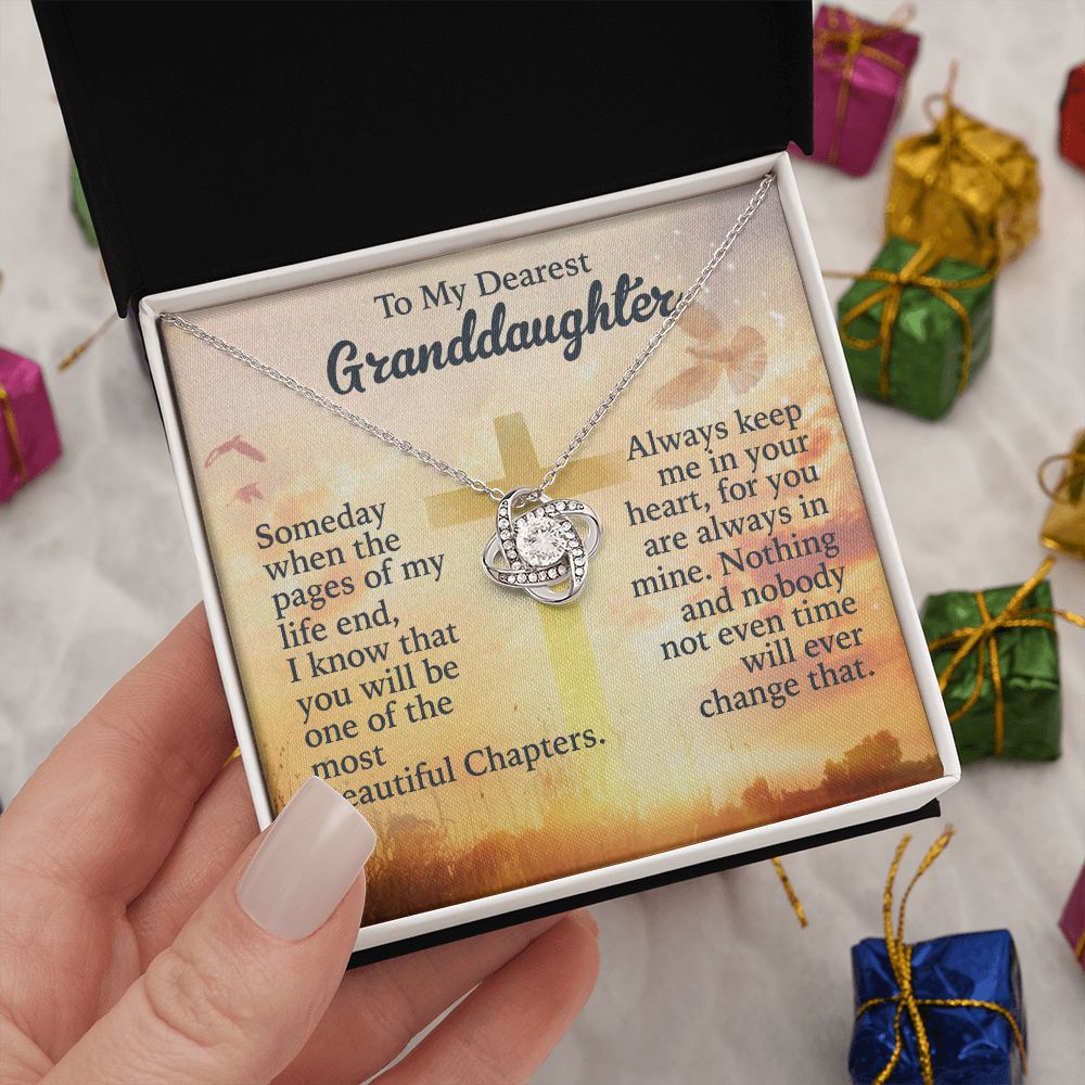 To My Dearest granddaughter - Keep Me In Your Heart - Love Knot Necklace