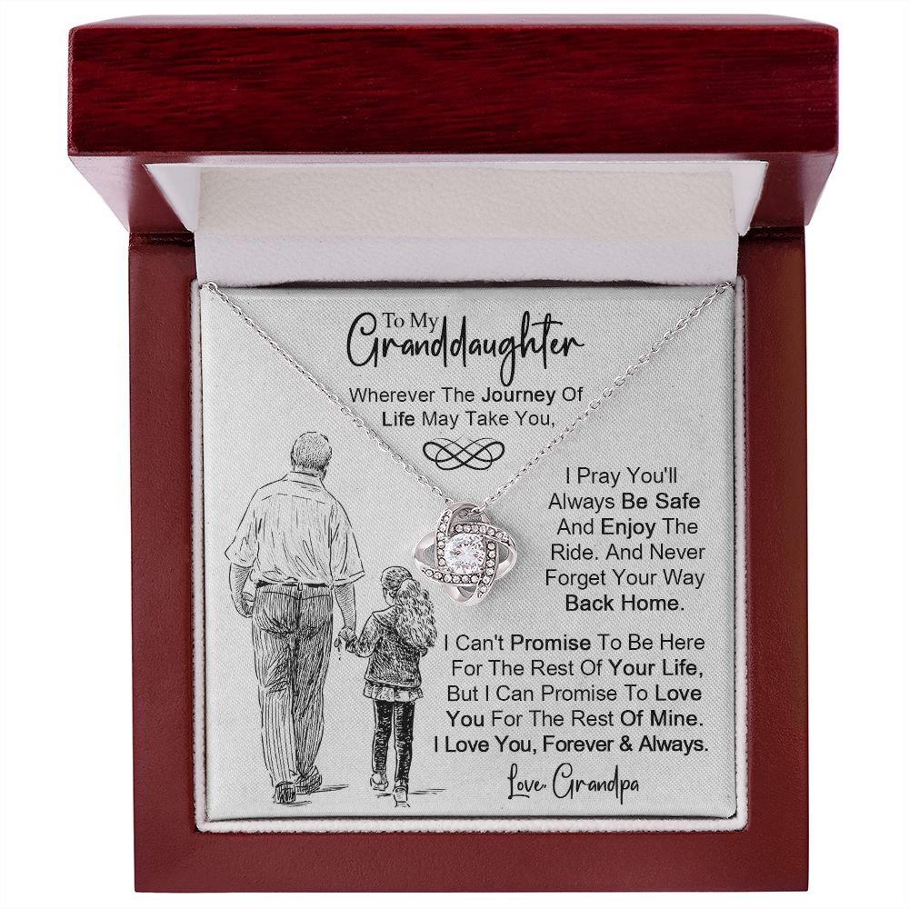 To My Granddaughter - Never Forget Your Way back Home - Love Knot Necklace