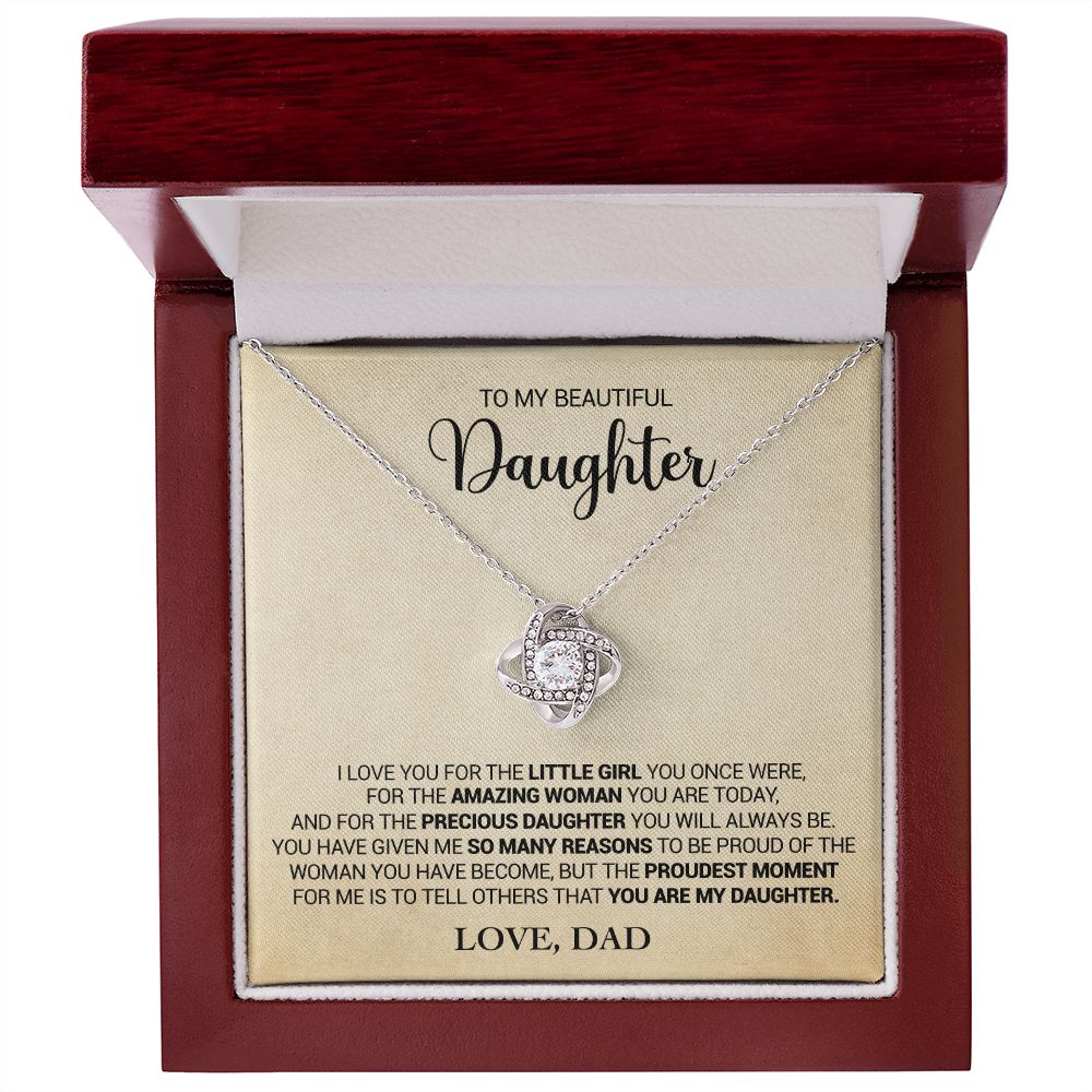 To My Daughter - Proud That You Are My Daughter - Love Dad - Love Knot Necklace