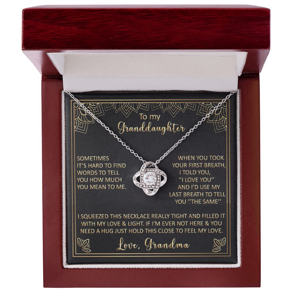 To My Granddaughter - Sometimes It's Hard To Find Words - Love Knot Necklace