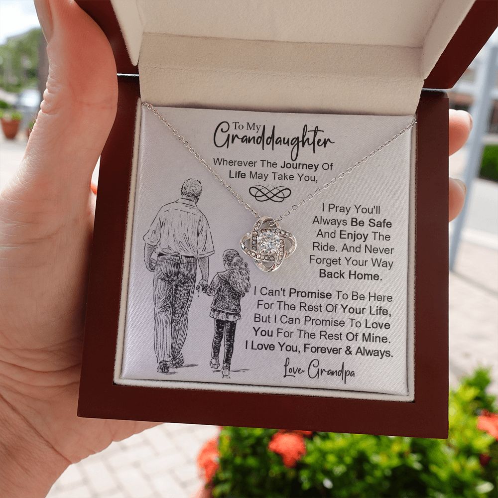 To My Granddaughter - Never Forget Your Way back Home - Love Knot Necklace