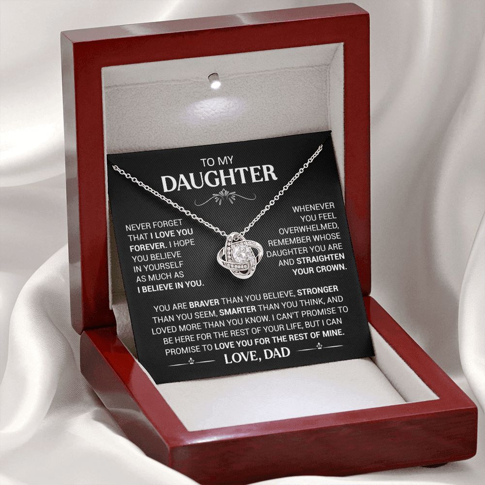 To My Beautiful Daughter - This Old Lion Will Always Have Your Back - Love Knot Necklace