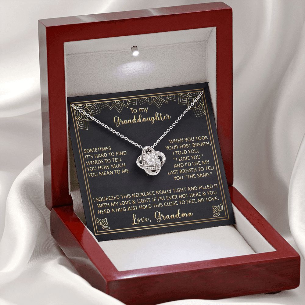 To My Granddaughter - Sometimes It's Hard To Find Words - Love Knot Necklace