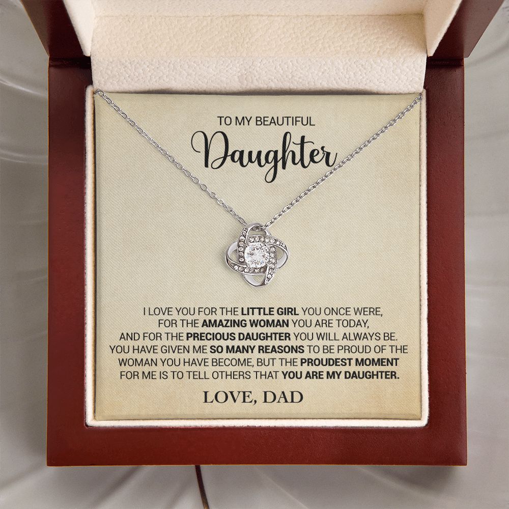 To My Daughter - Proud That You Are My Daughter - Love Dad - Love Knot Necklace