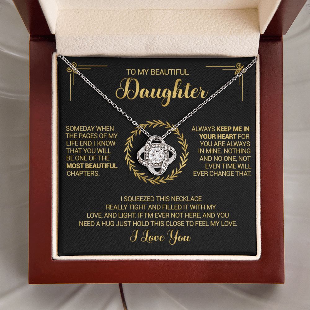 To My Beautiful Daughter - Always Keep Me In Your Heart - Love Knot Necklace