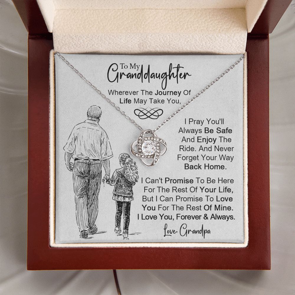 To My Granddaughter - Never Forget Your Way back Home - Love Knot Necklace