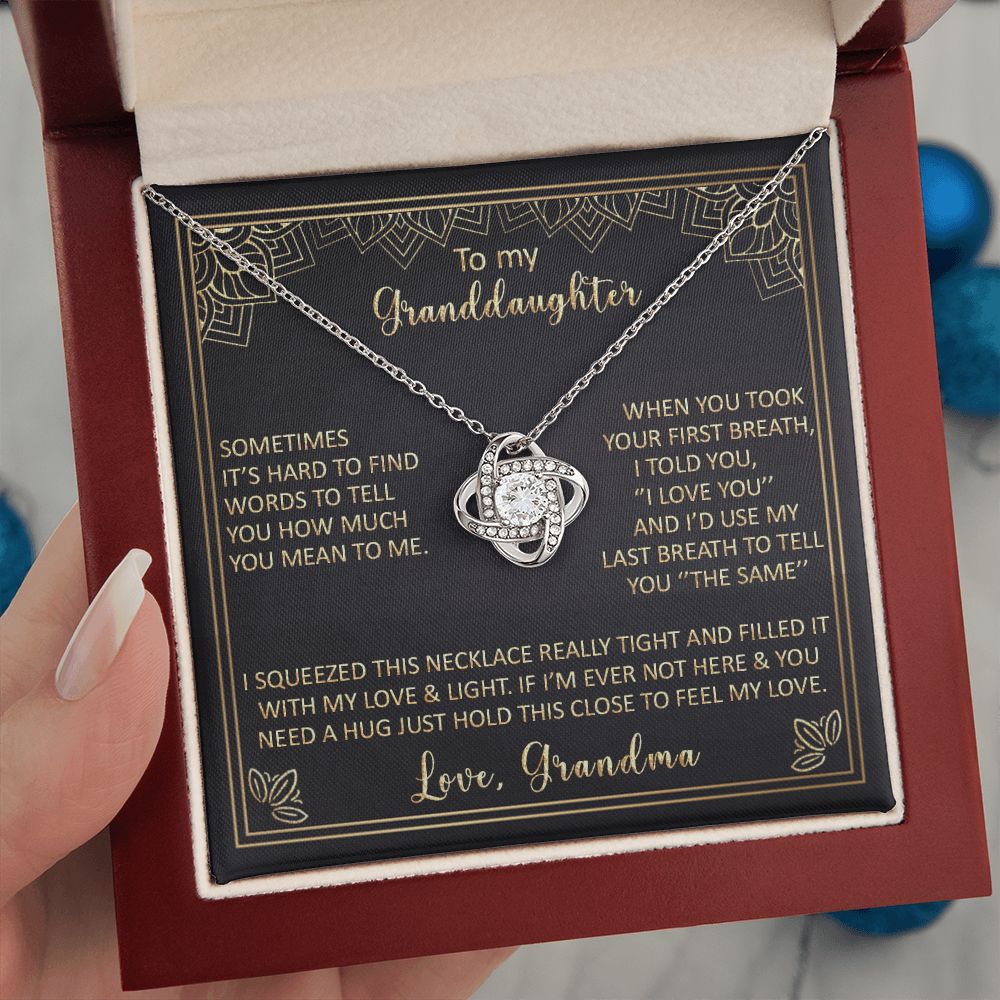 To My Granddaughter - Sometimes It's Hard To Find Words - Love Knot Necklace