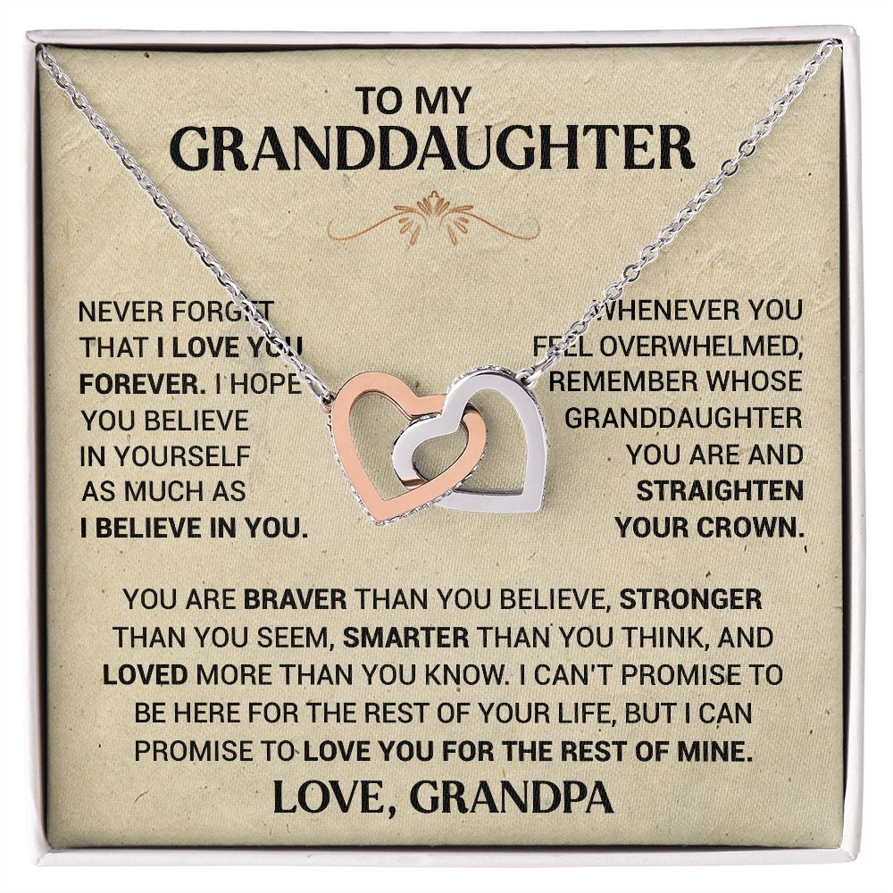 To My Beautiful Granddaughter - This Old Lion Will Always Have Your Back - Interlocking Hearts Necklace
