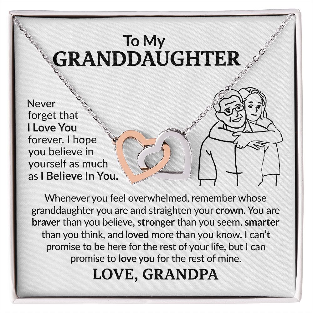 Granddaughter - Straighten Your Crown - Interlocking Hearts Necklace